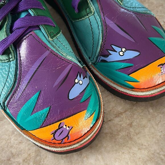 SOLE TECH Hand Painted Leather Mules Size 8 - Picture 4 of 9